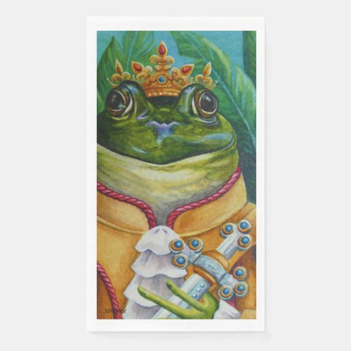 The Frog Prince with Crown  Sword Watercolor Art Paper Guest Towels