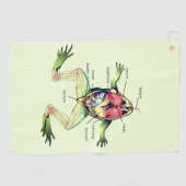 The Frog's Anatomy Art Green Golf Towel (Horizontal)