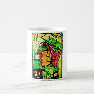 the front and the side drawing coffee mug