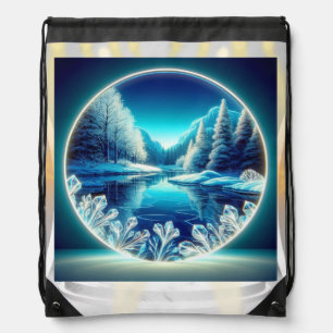 "The Frozen Mirror" Drawstring Backpack