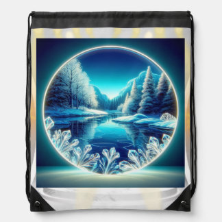 "The Frozen Mirror" Drawstring Backpack