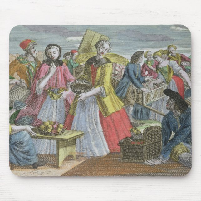 The Fruit Market (coloured engraving) Mouse Pad (Front)