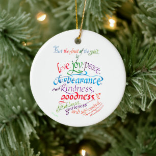The Fruit of the Spirit Christian Bible Verse Ceramic Ornament