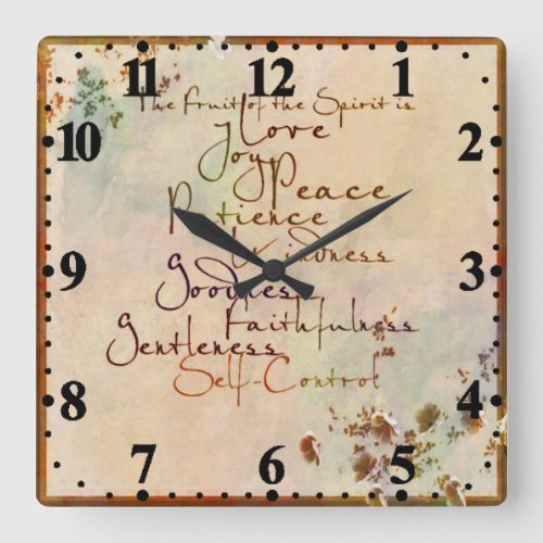 The Fruit of the Spirit Square Wall Clock