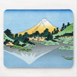 The Fuji reflects in Lake Kawaguchi Hokusai Mouse Pad