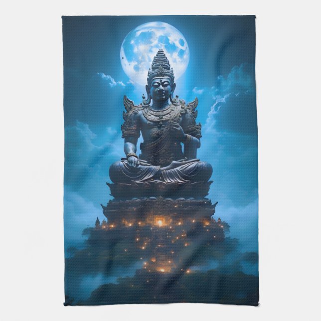 The Full Moon Light of the Buddha Kitchen Towel (Vertical)