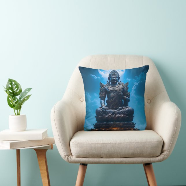 The Full Moon Light of the Buddha Throw Pillow (Chair)