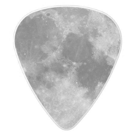 The Full Moon White Delrin Guitar Pick