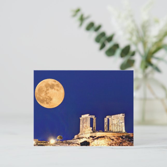 The fullmoon at the temple of Poseidon Sounio Postcard (Standing Front)