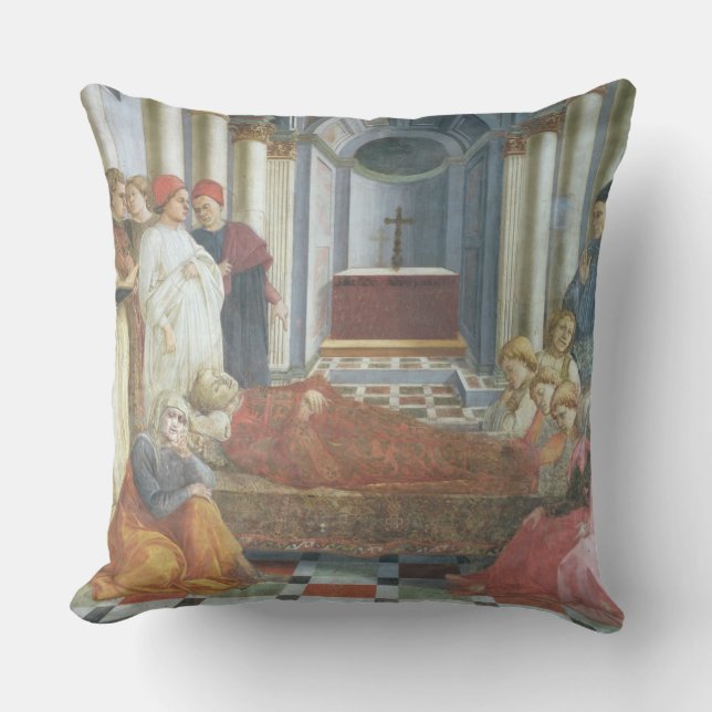 The Funeral of St. Stephen, detail from the cycle Throw Pillow (Front)