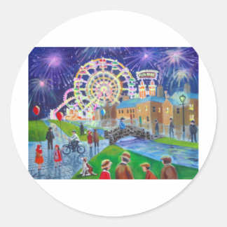 the FunFair oil painting Gordon Bruce art Classic Round Sticker