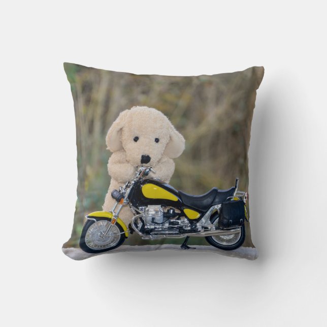 The funny biker  - throw pillow (Front)