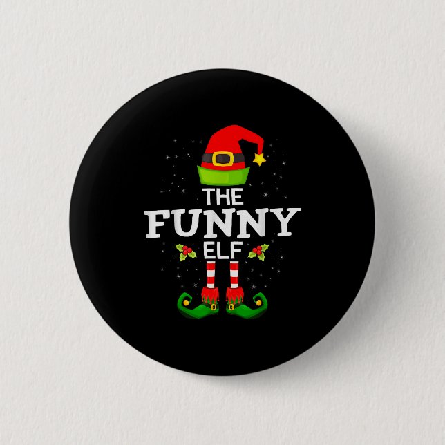 The Funny Elf Christmas Family Matching Pajama  Button (Front)