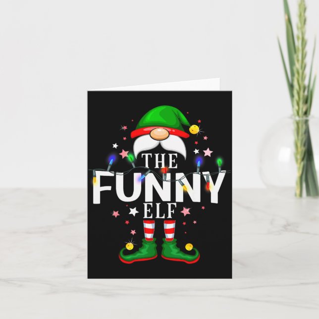 The Funny Elf Christmas Family Pajama Party  Card (Front)