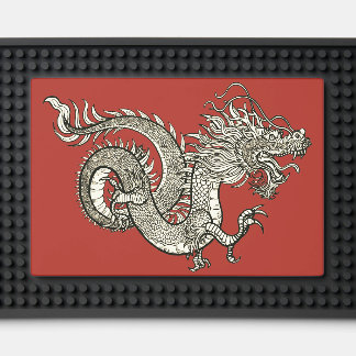 The Furious Dragon in Red B/G Bar Mat