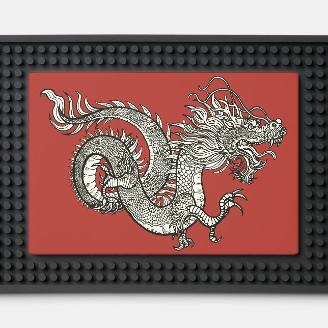 The Furious Dragon in Red B/G Bar Mat (Front (Close Up))
