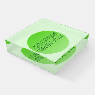 The Future Begins Now Green Typography Quote Paperweight