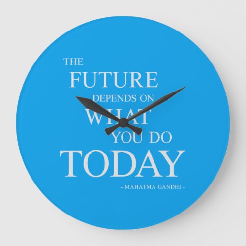 The Future Inspiring Motivational Quote Clock Blue