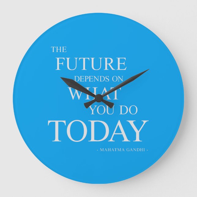 The Future Inspiring Motivational Quote Clock Blue (Front)