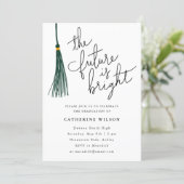 The Future Is Bright Dark Green Graduation Party Invitation (Standing Front)