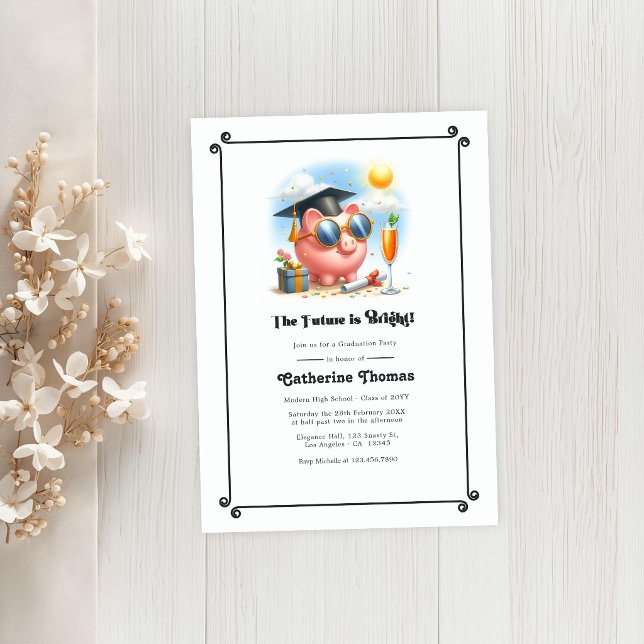 "The Future Is Bright" Finance Graduation Invitation ("The Future Is Bright" Finance Graduation Invitation)