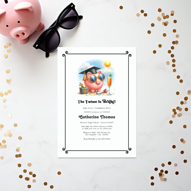 "The Future Is Bright" Finance Graduation Invitation ("The Future Is Bright" Finance Graduation Invitation)