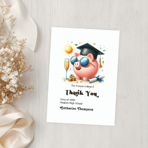 The Future is Bright Finance Graduation Photo Thank You Card
