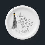 The Future Is Bright Grad Party Black Tassel Paper Plates<br><div class="desc">Fun and modern graduation party paper plates featuring a inspirational quote that says "the future is bright" in a typography design with a black tassel.</div>