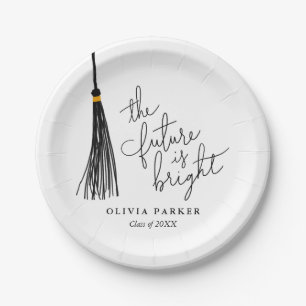 The Future Is Bright Grad Party Black Tassel Paper Plates