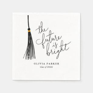 The Future is Bright Graduation Black Tassel Napkins