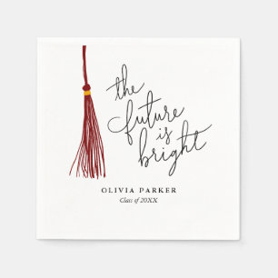 The Future is Bright Graduation Maroon Tassel Napkins