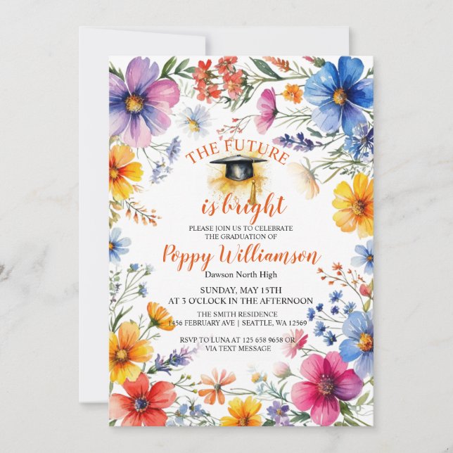 The Future Is Bright Graduation Party  Invitation (Front)