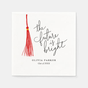 The Future is Bright Graduation Red Tassel  Napkins