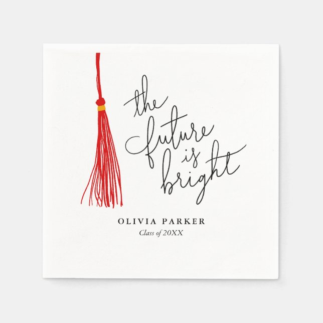 The Future is Bright Graduation Red Tassel  Napkins (Front)