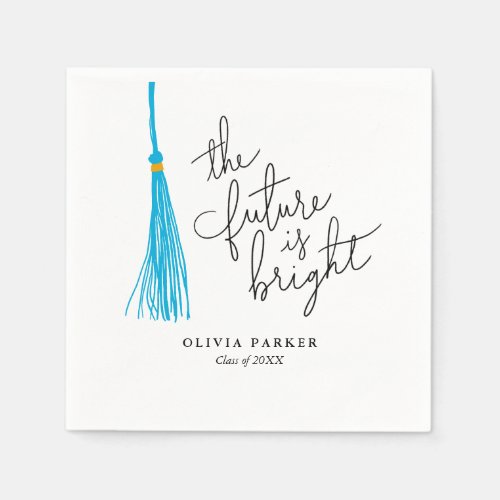 The Future is Bright Graduation Sky Blue Tassel Napkins