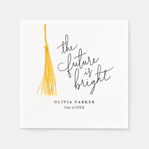 The Future is Bright Graduation Yellow Tassel Napkins