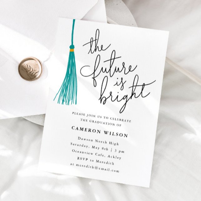 The Future Is Bright Green Tassel Graduation Party Invitation (Creator Uploaded)