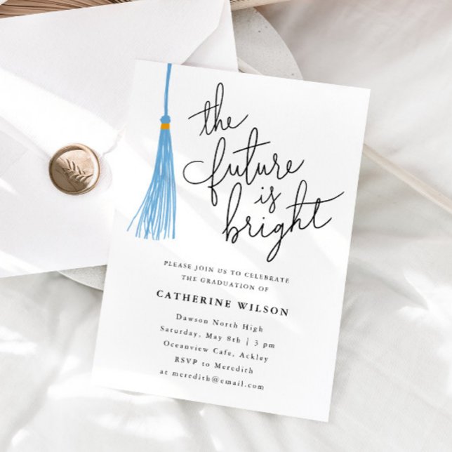 The Future Is Bright Light Blue Graduation Party  Invitation (Creator Uploaded)