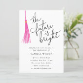 The Future Is Bright Pink Tassel Graduation Party Invitation (Standing Front)