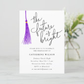 The Future Is Bright Purple Graduation Party Photo Invitation (Standing Front)