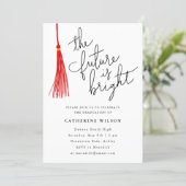 The Future Is Bright Red Graduation Party Photo Invitation (Standing Front)