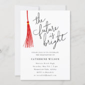 The Future Is Bright Red Graduation Party Photo Invitation (Front)