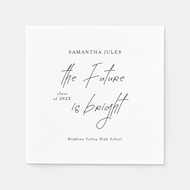 The Future is Bright Script Graduation Party Napkins (Front)
