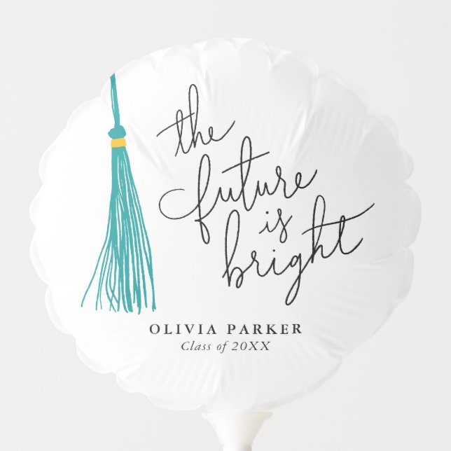 The Future Is Bright Typography Green Tassel Balloon (Front)