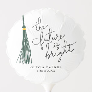 The Future Is Bright Typography Green Tassel Balloon