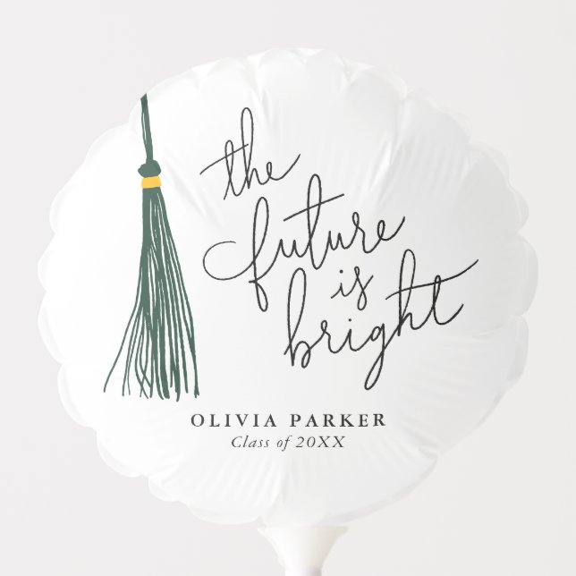 The Future Is Bright Typography Green Tassel Balloon (Front)