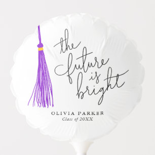 The Future Is Bright Typography Purple Tassel Balloon