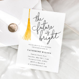 The Future Is Bright Yellow Graduation Party Photo Invitation
