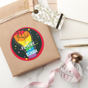 The Future Is Equal Raised Fist Classic Round Sticker