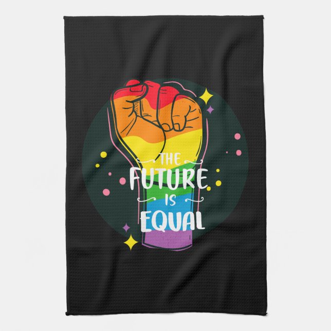 The Future Is Equal Raised Fist  Kitchen Towel (Vertical)